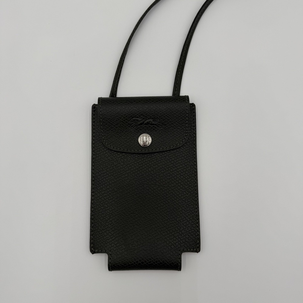 Longchamp Le Pliage Leather‎ Crossbody Bag Phone Case Holder Army Green Genuine
